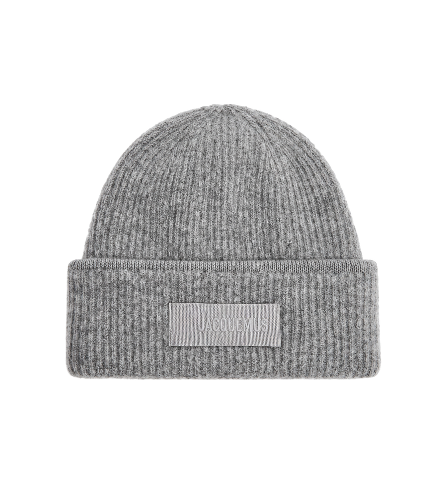 Ribbed Logo Beanie Grey