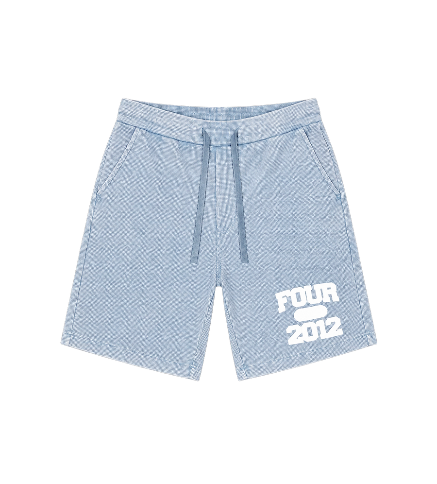 After 4PM Waffle Shorts Washed Lichtblauw
