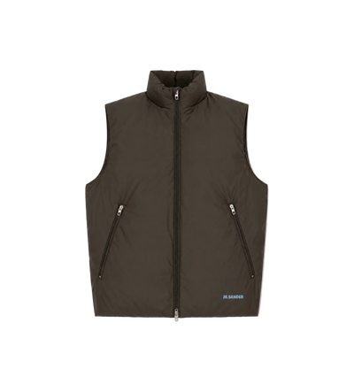 Logo-Print Down Gilet Brown