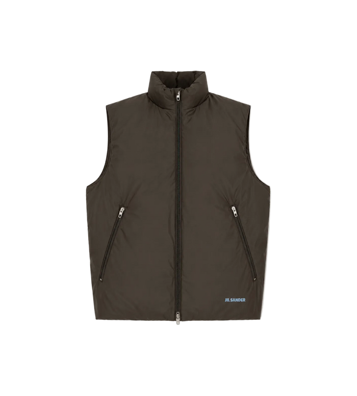 Logo-Print Down Gilet Brown
