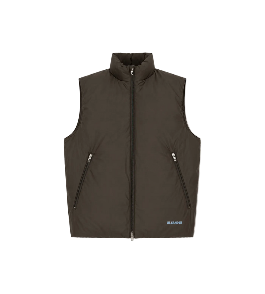 Logo-Print Down Gilet Brown