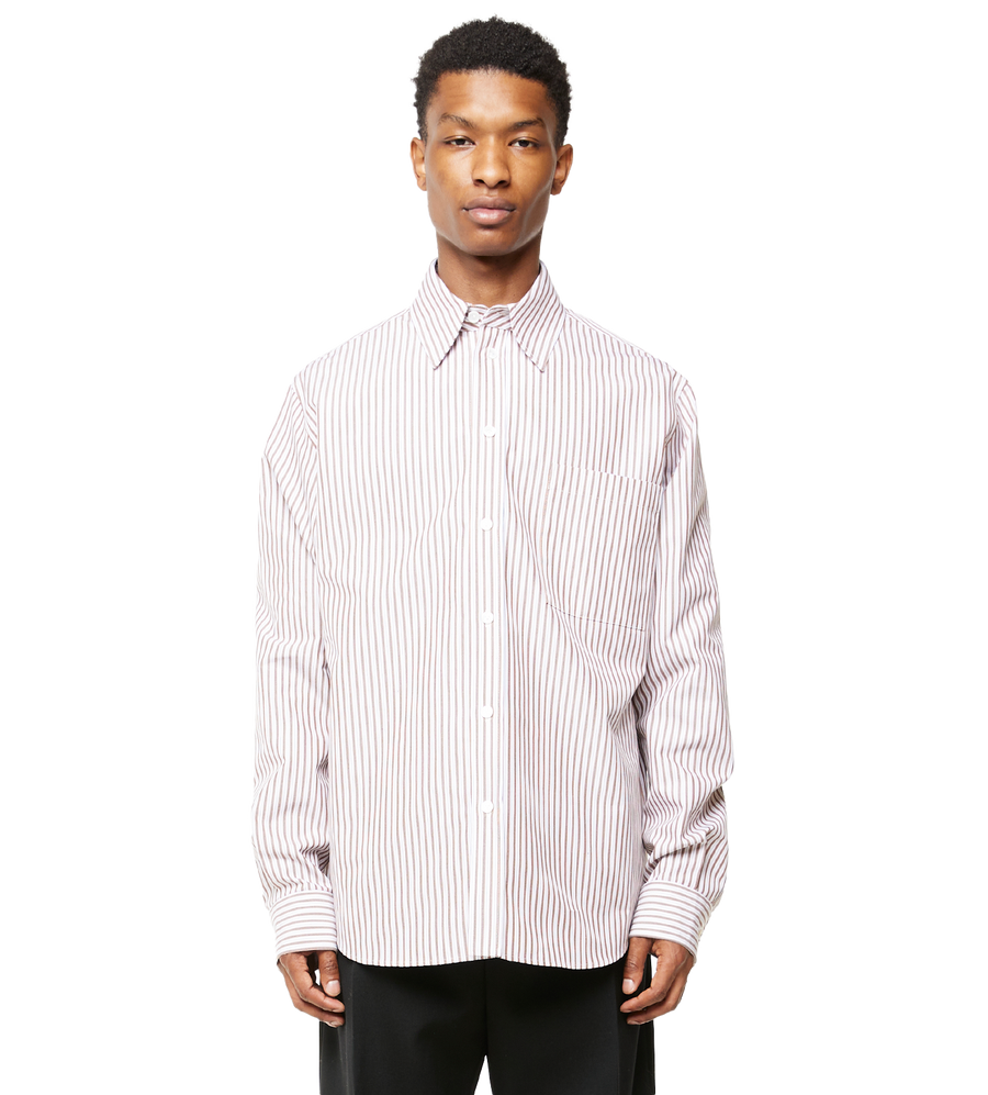 Compact Cotton Striped Shirt Pale Grey