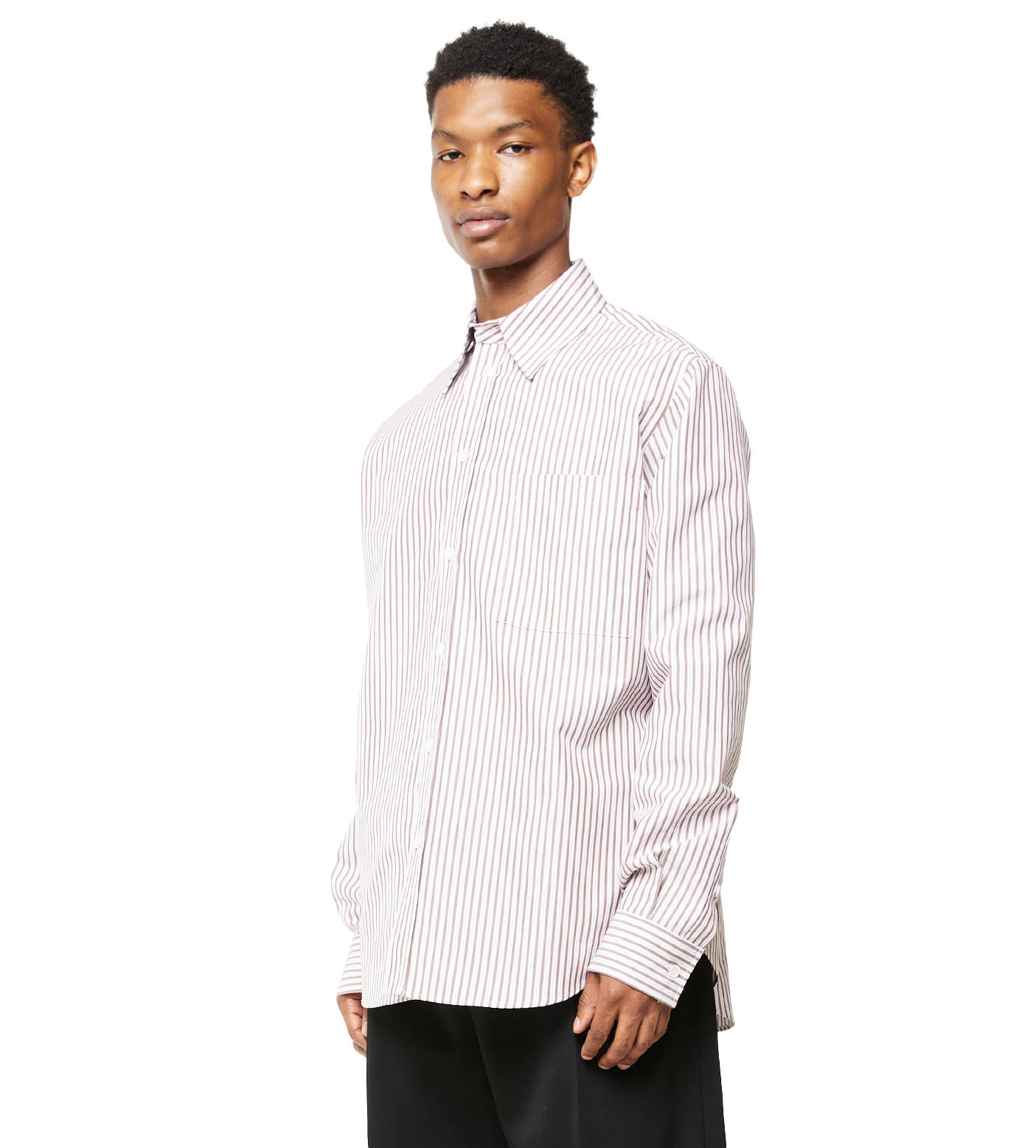 Compact Cotton Striped Shirt Pale Grey