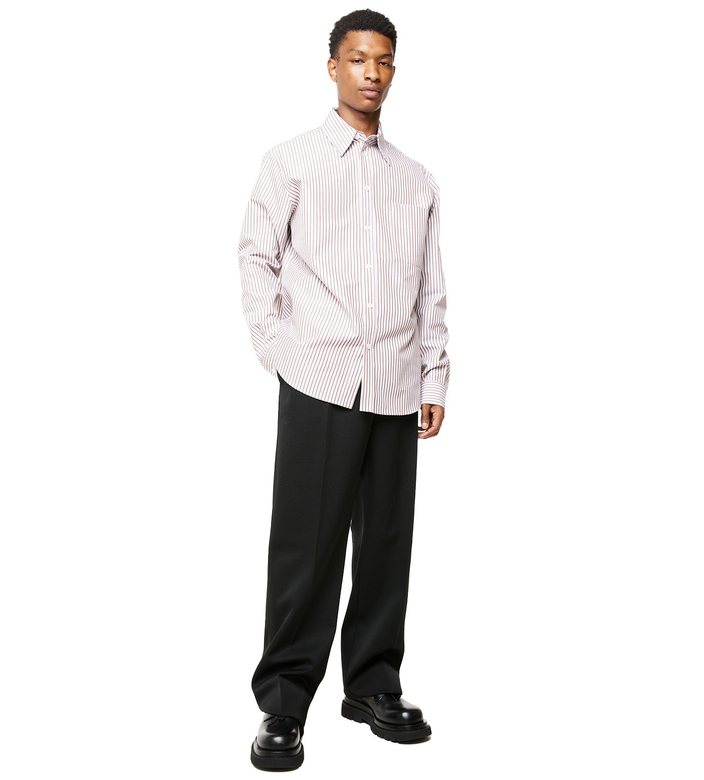 Compact Cotton Striped Shirt Pale Grey