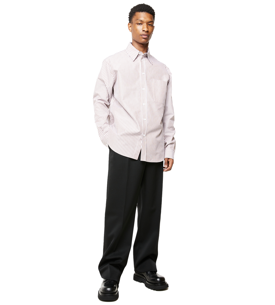 Compact Cotton Striped Shirt Pale Grey