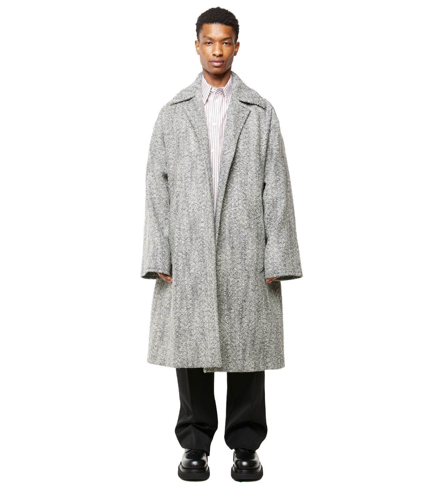 Felted Wool Chevron Coat Grey
