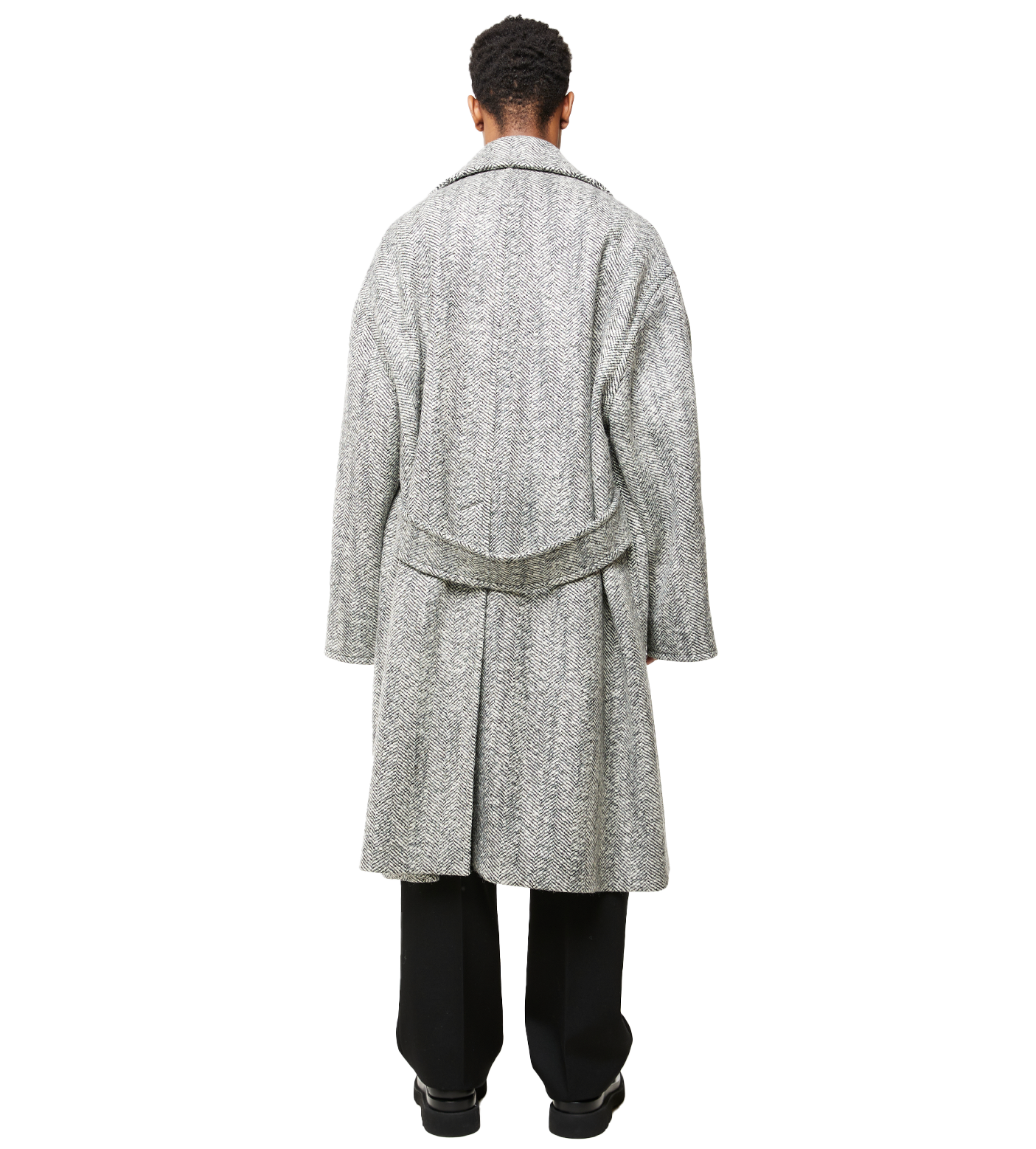 Felted Wool Chevron Coat Grey
