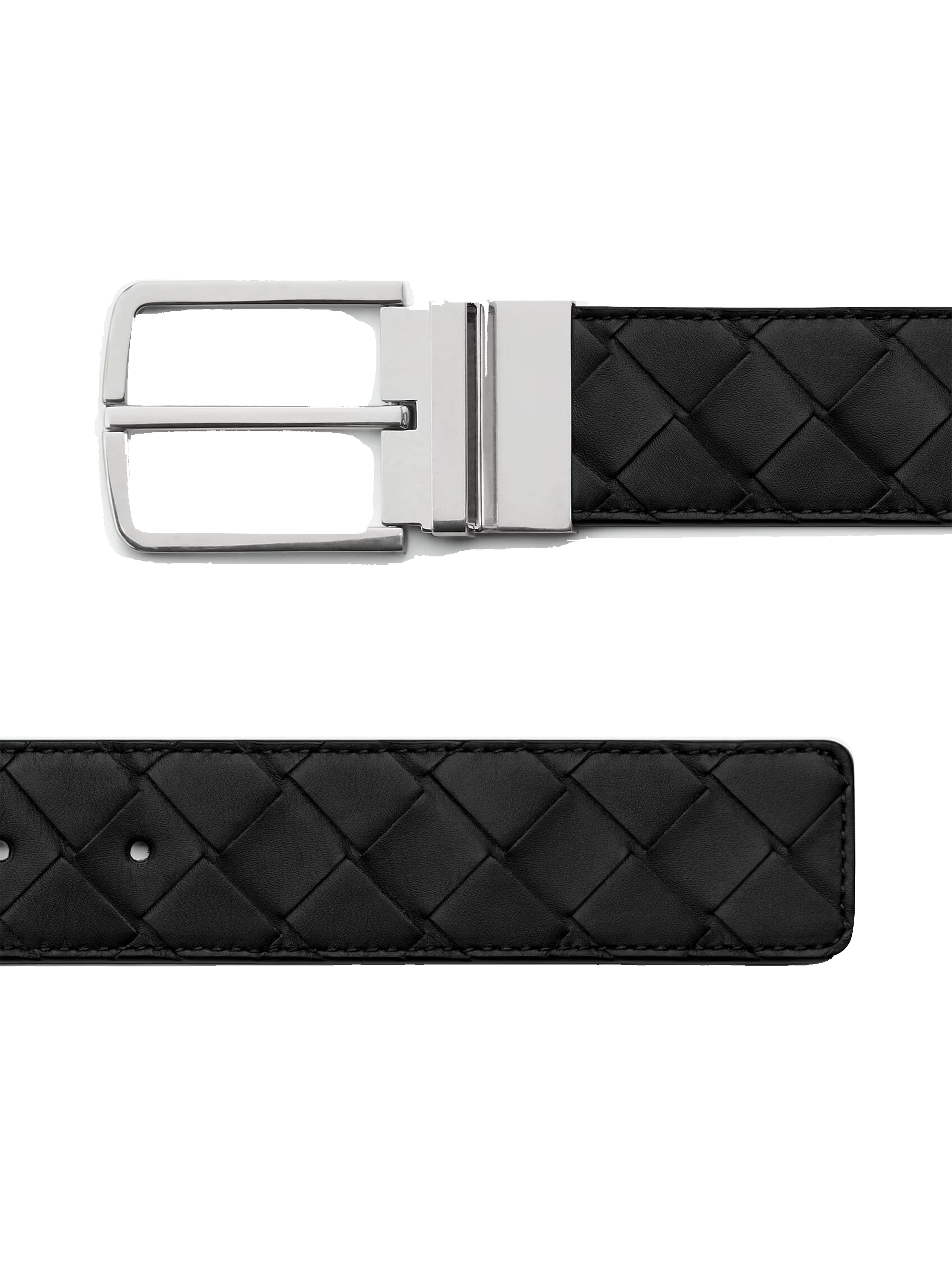 Bottega Veneta Intrecciato Reversible Belt in Black