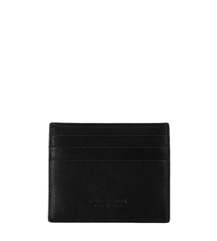 Intrecciato Leather Cardholder Black Silver