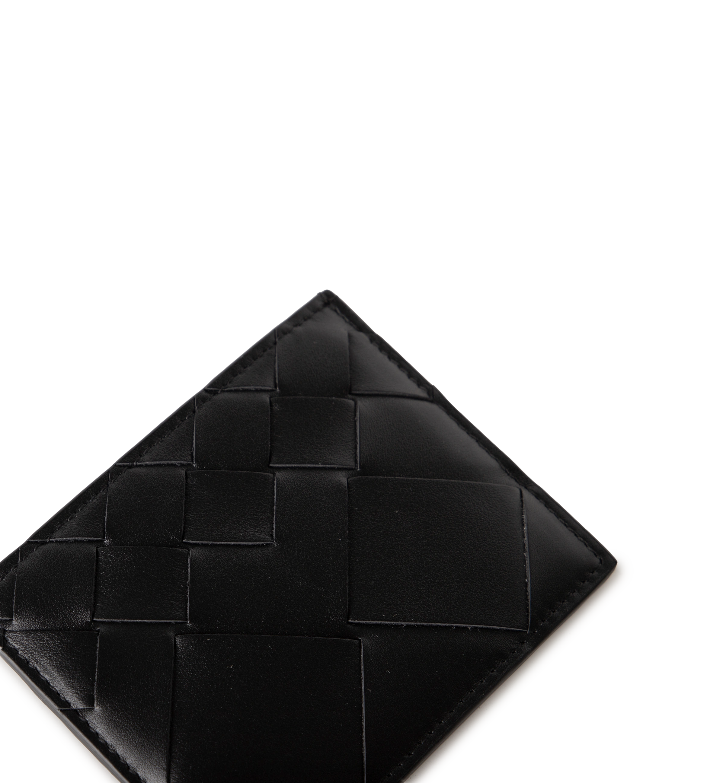 Intrecciato Leather Cardholder Black Silver