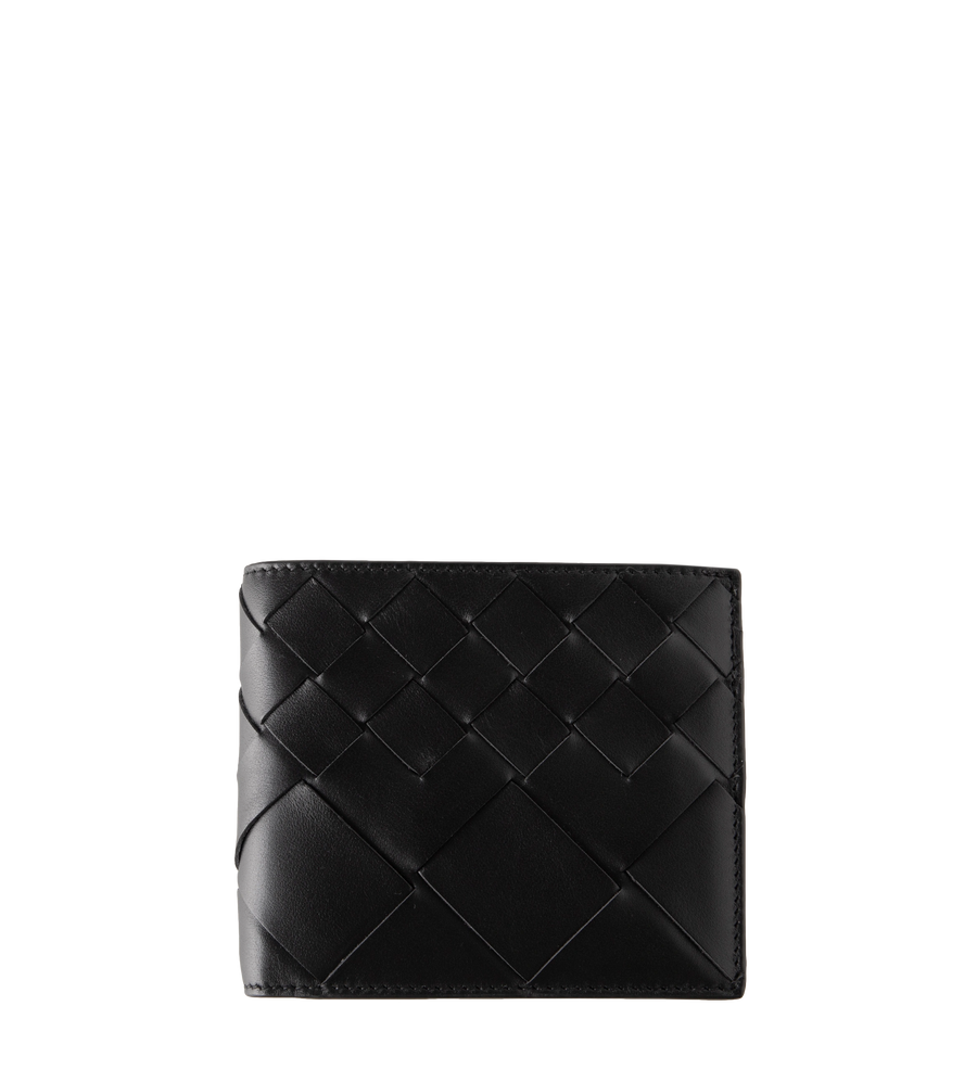 Intrecciato Bi-Fold Wallet Black Silver