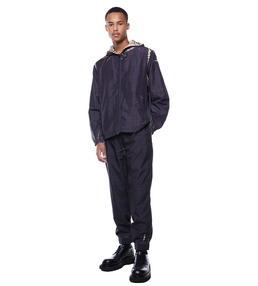 Sliced Check Hooded Jacket Black