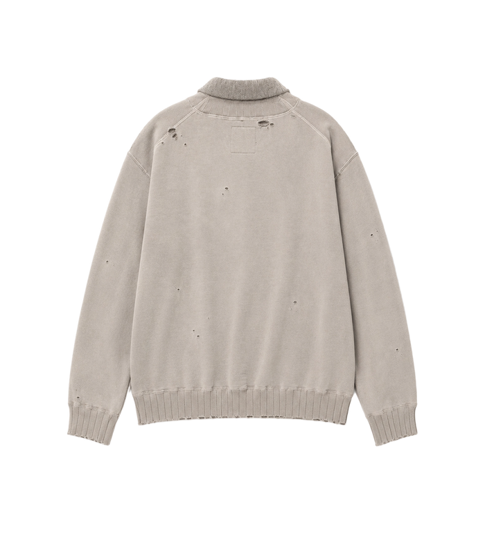 Sweatshirt Combined Knit Cardigan Gray
