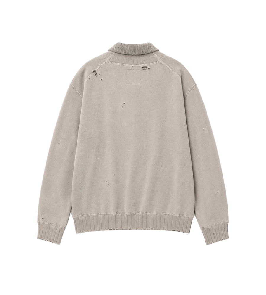 Sweatshirt Combined Knit Cardigan Gray