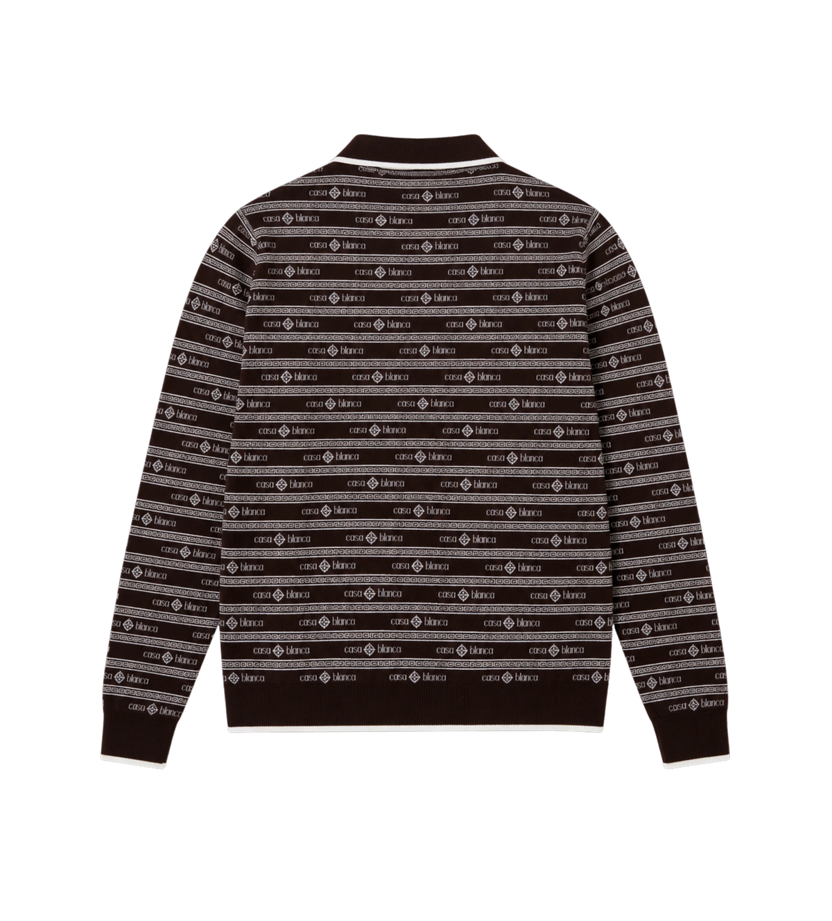 Knit Logo Long Sleeve Polo Shirt Dark Brown
