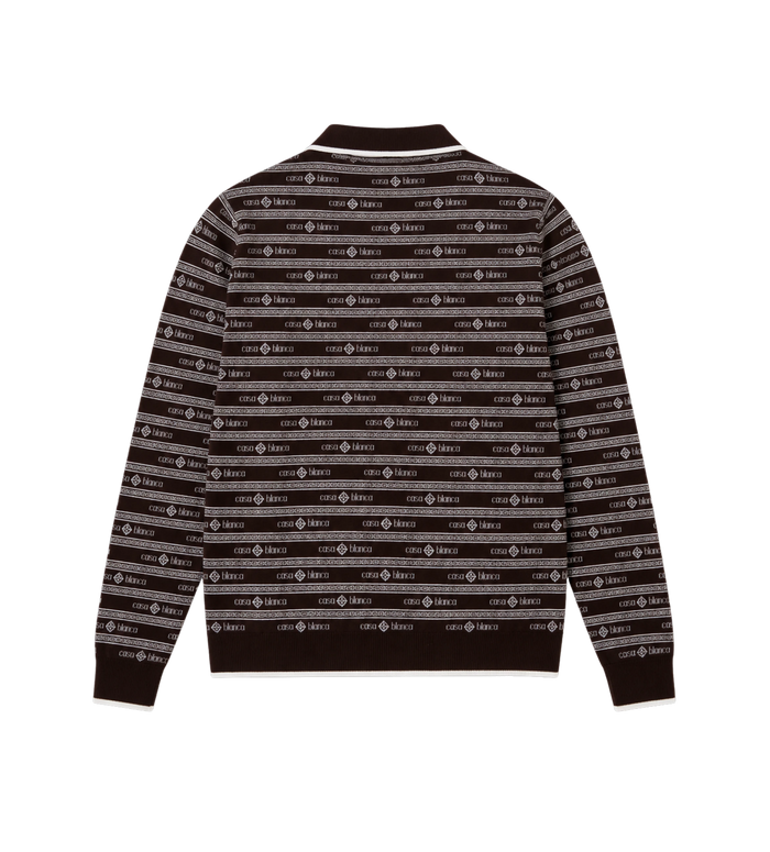 Knit Logo Long Sleeve Polo Shirt Dark Brown
