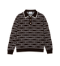 Knit Logo Long Sleeve Polo Shirt Dark Brown