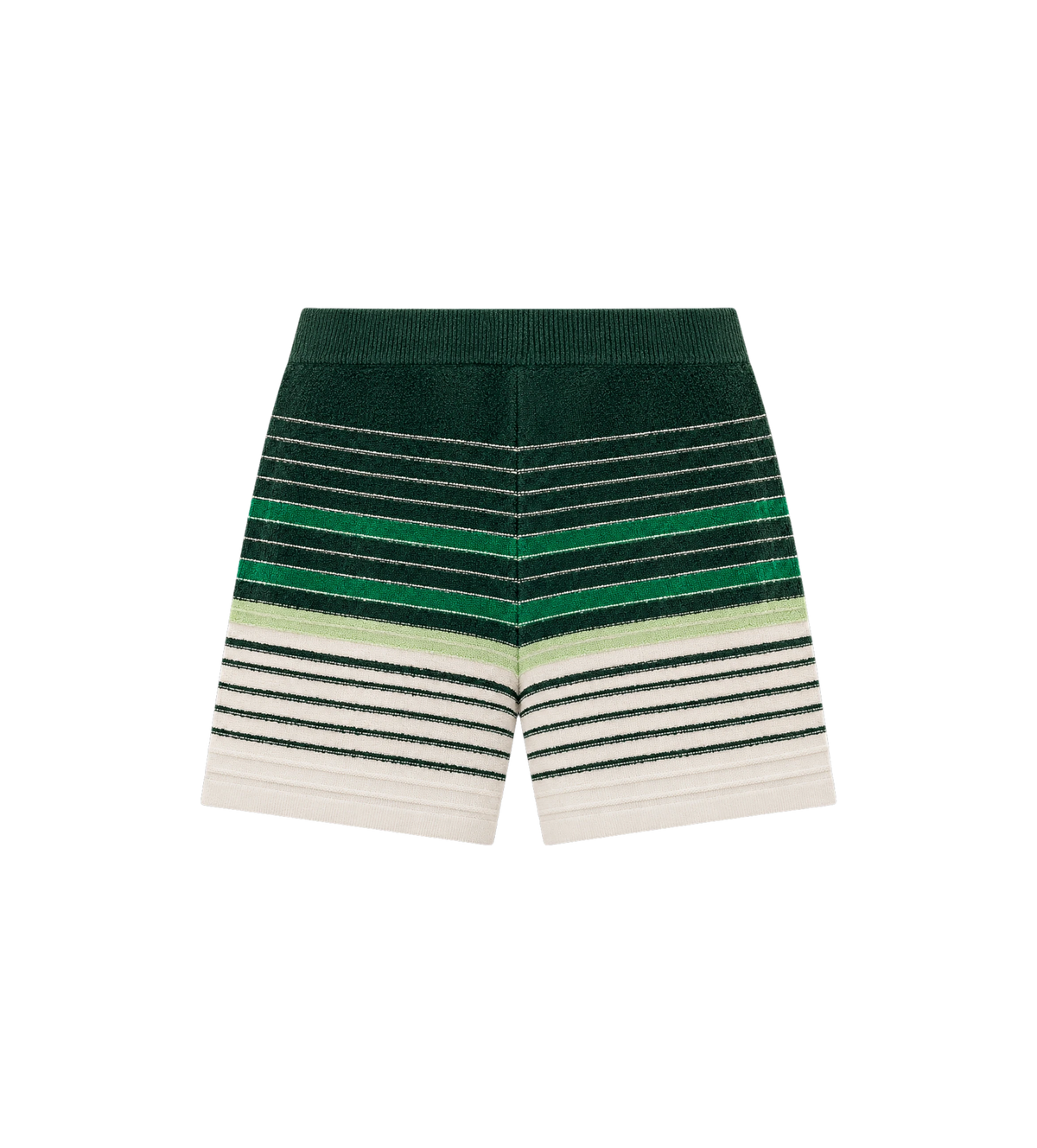 Bouclé gestreepte gebreide short Groen/Wit