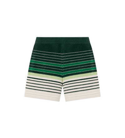 Bouclé gestreepte gebreide short Groen/Wit