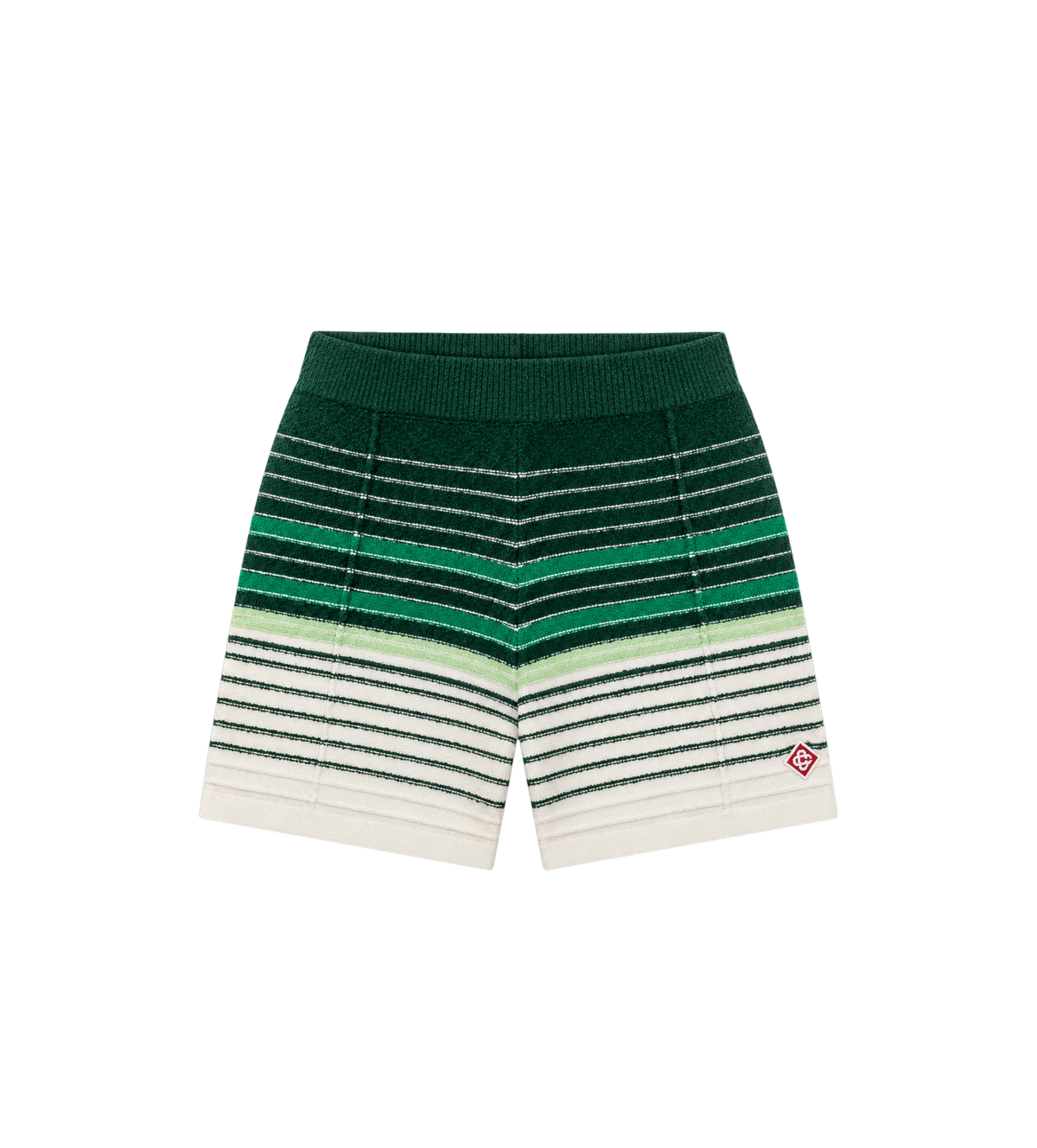 Bouclé gestreepte gebreide short Groen/Wit