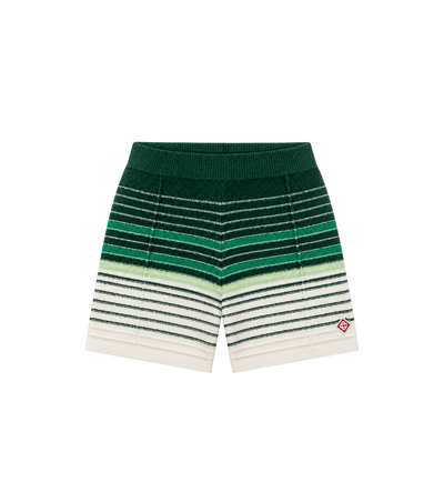 Bouclé gestreepte gebreide short Groen/Wit