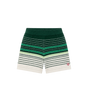 Bouclé gestreepte gebreide short Groen/Wit
