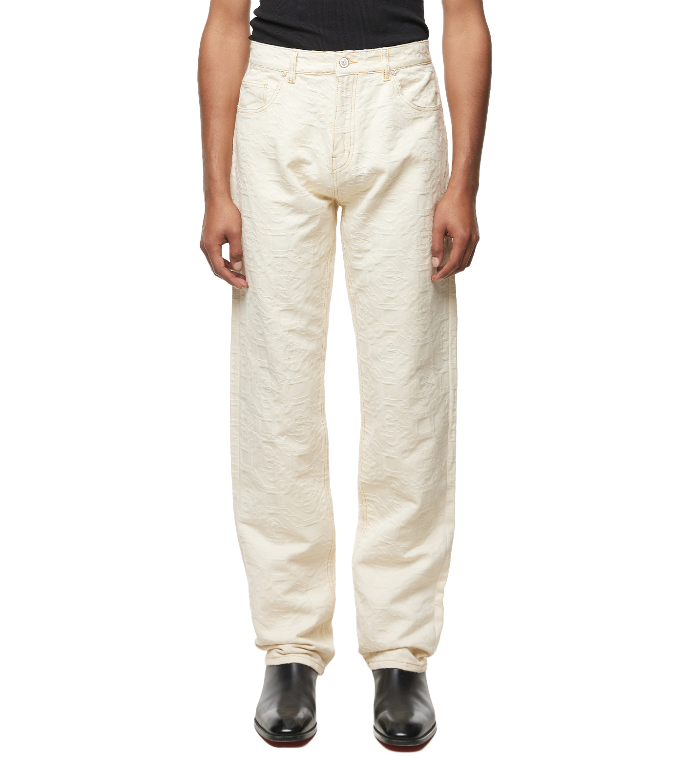 Monogram Straight Leg Jeans Off-White