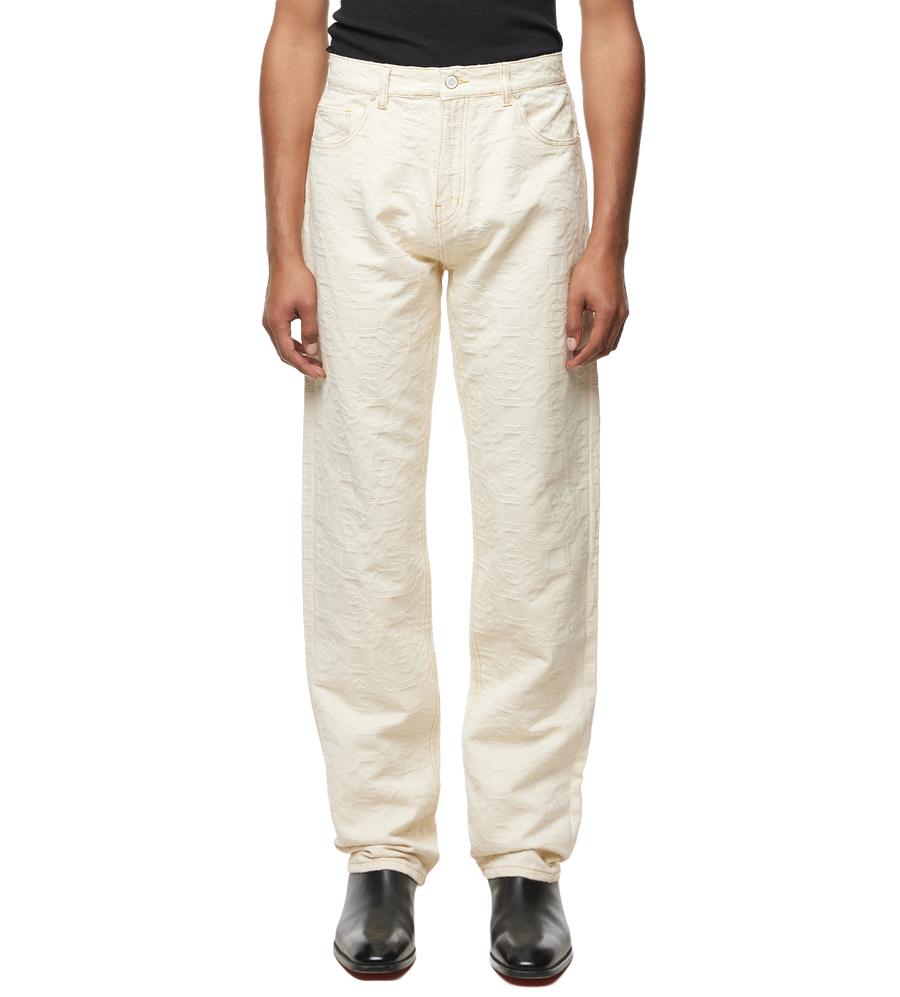 Monogram Straight Leg Jeans Off-White