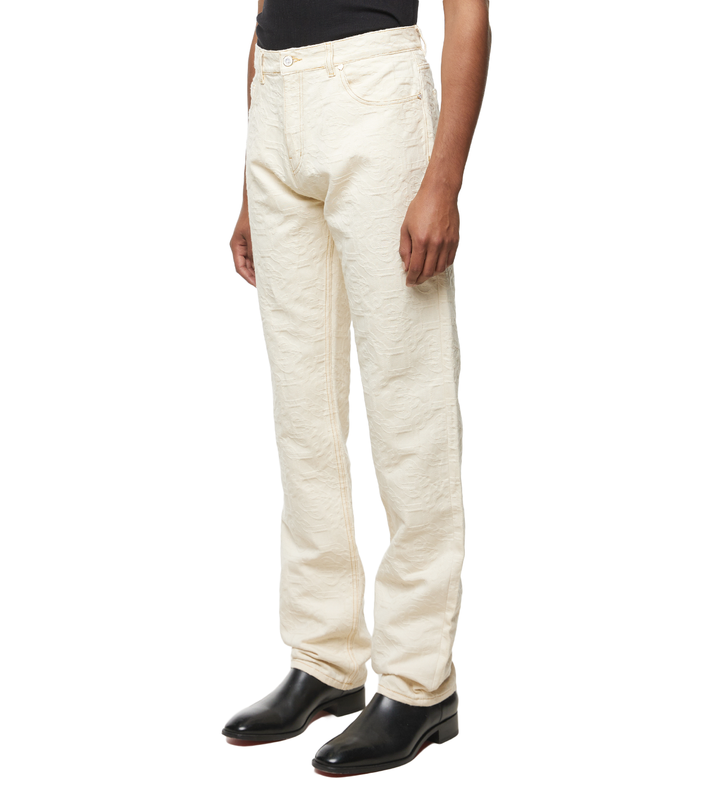 Monogram Straight Leg Jeans Off-White