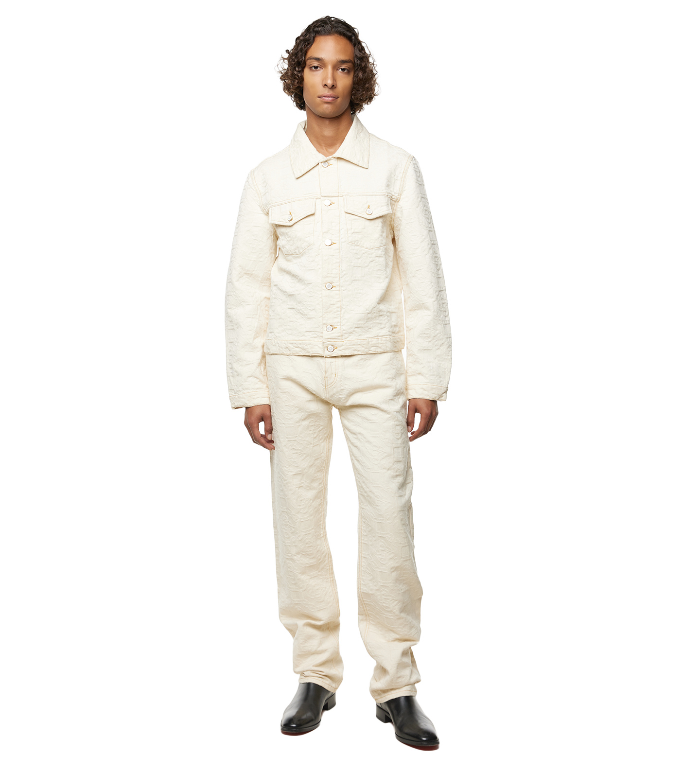 Monogram Straight Leg Jeans Off-White