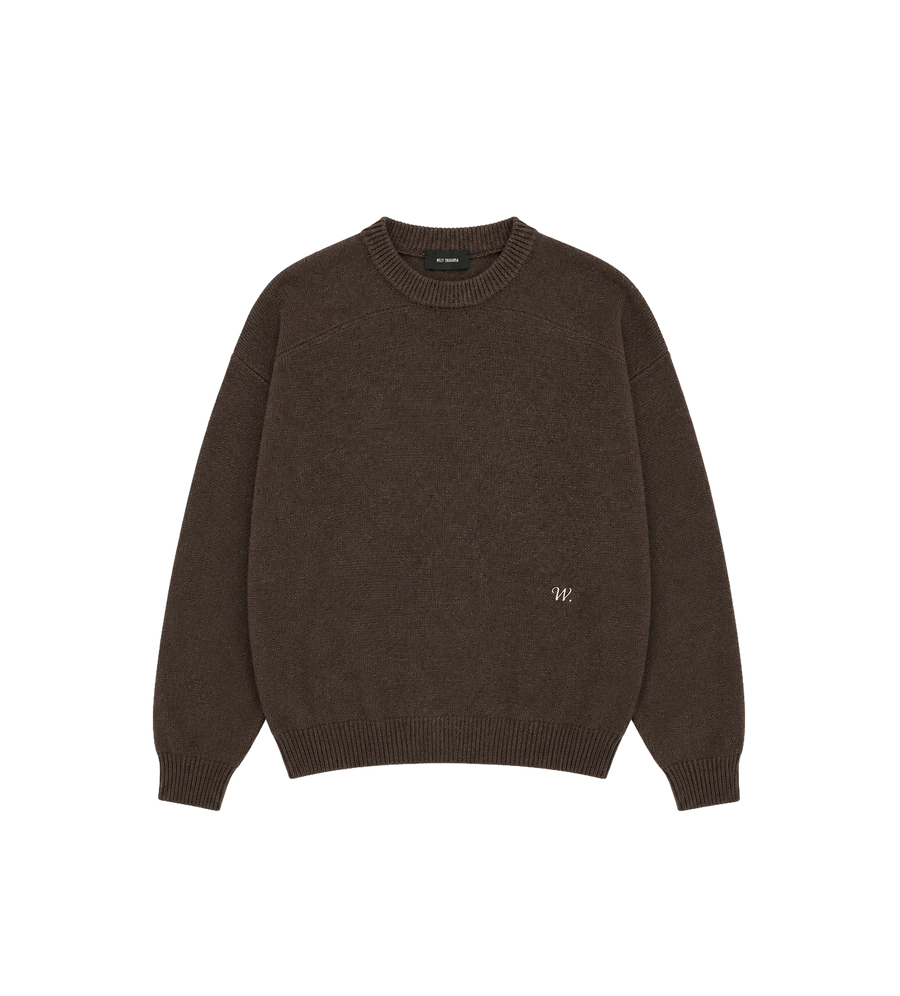 Embroidered Wool Sweater Brown