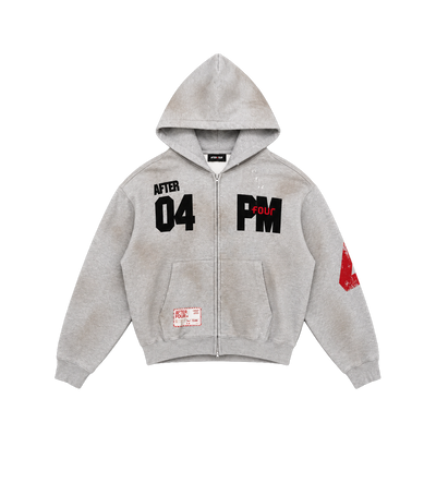 After 4PM Washed Boxy Zip Up Hoodie Grijs Melange