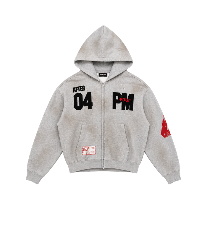 After 4PM Washed Boxy Zip Up Hoodie Grijs Melange