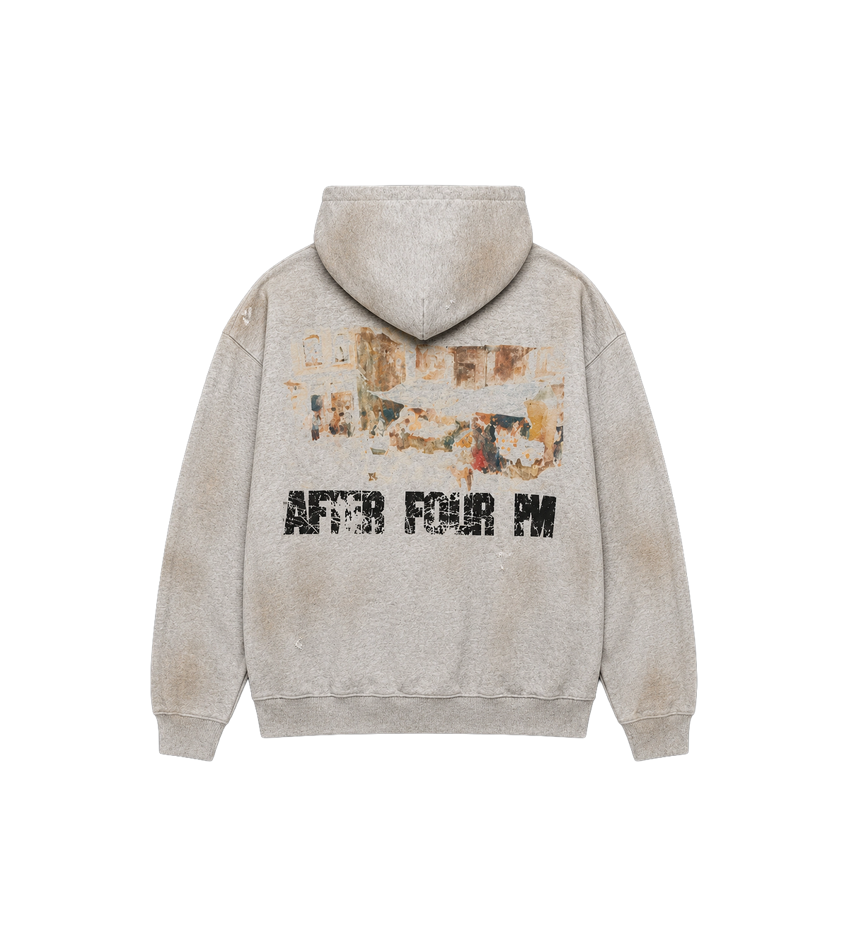 After 4PM Washed Boxy Zip Up Hoodie Grijs Melange