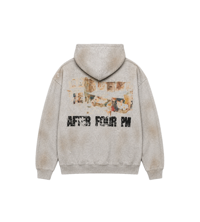 After 4PM Washed Boxy Zip Up Hoodie Grijs Melange