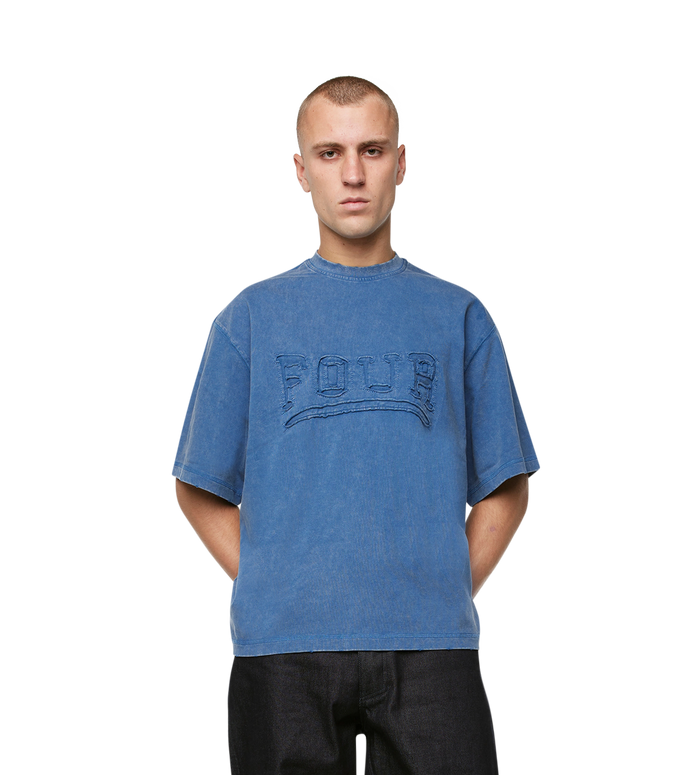Destroyed Logo Boxy T-Shirt Washed Blue