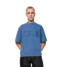 Destroyed Logo Boxy T-Shirt Washed Blauw