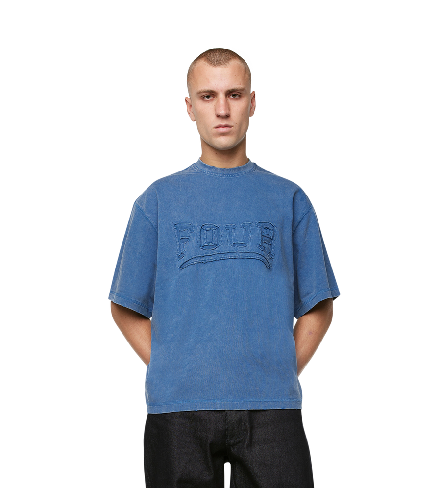 Destroyed Logo Boxy T-Shirt Washed Blue