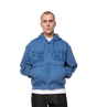 Logo Destroyed Boxy Zip Up Hoodie Washed Blauw