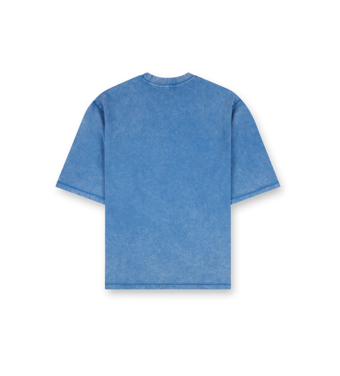 Destroyed Logo Boxy T-Shirt Washed Blue