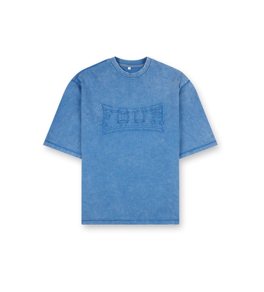 Destroyed Logo Boxy T-Shirt Washed Blue