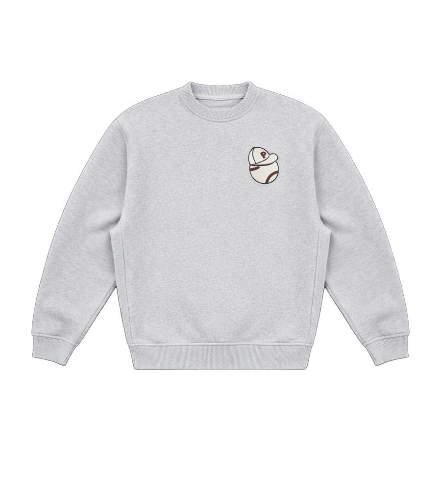 PAL Sporting Goods At Bat Crewneck in Light Gray Marl