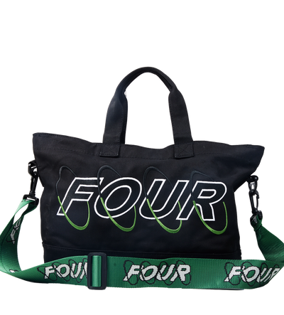 Circles Embroidery Shopper Emerald Green