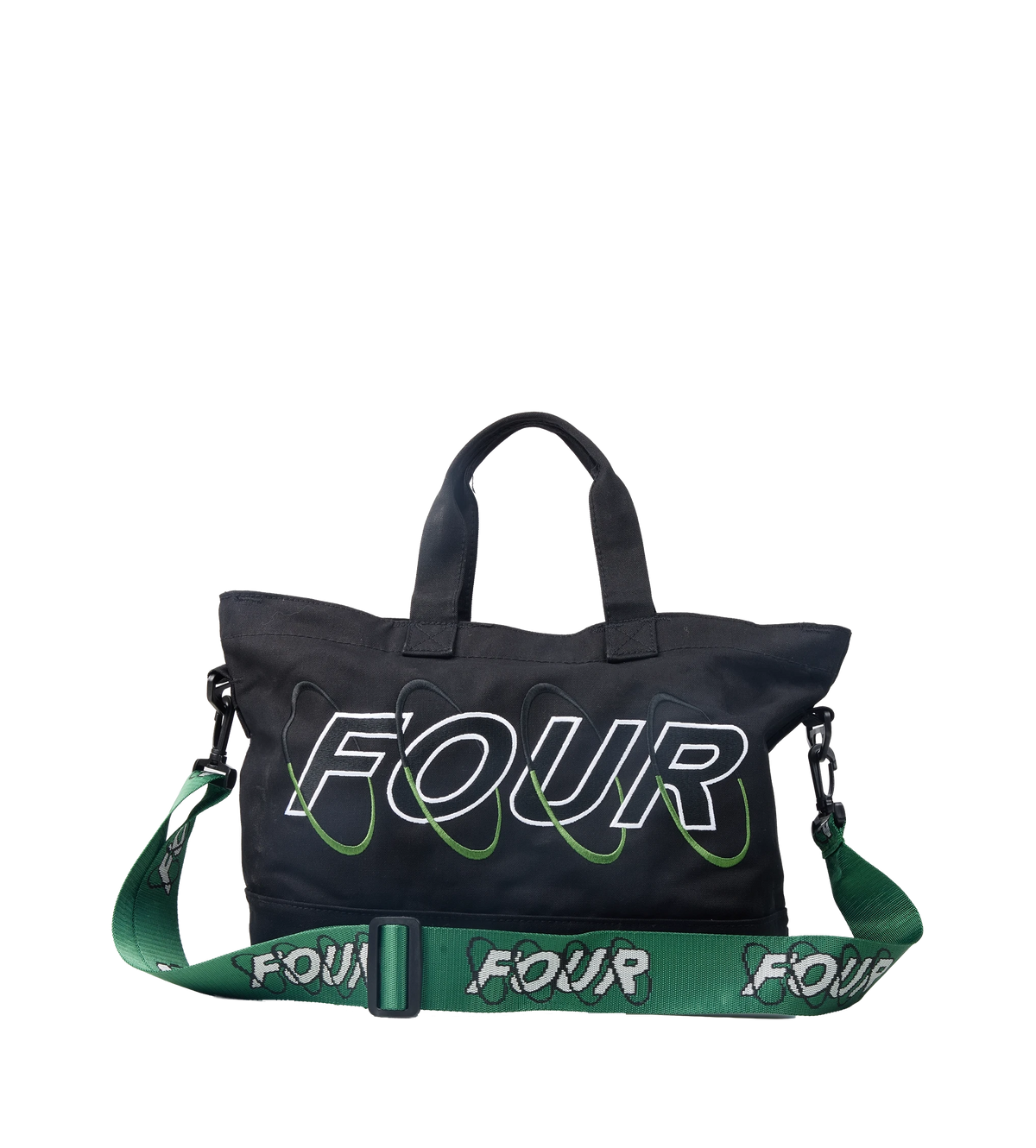 Circles Embroidery Shopper Emerald Green
