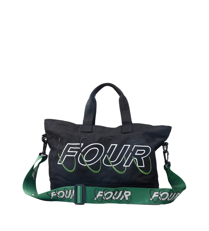 Circles Embroidery Shopper Emerald Green
