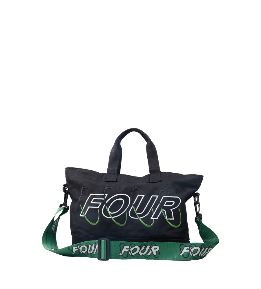 Circles Embroidery Shopper Emerald Green