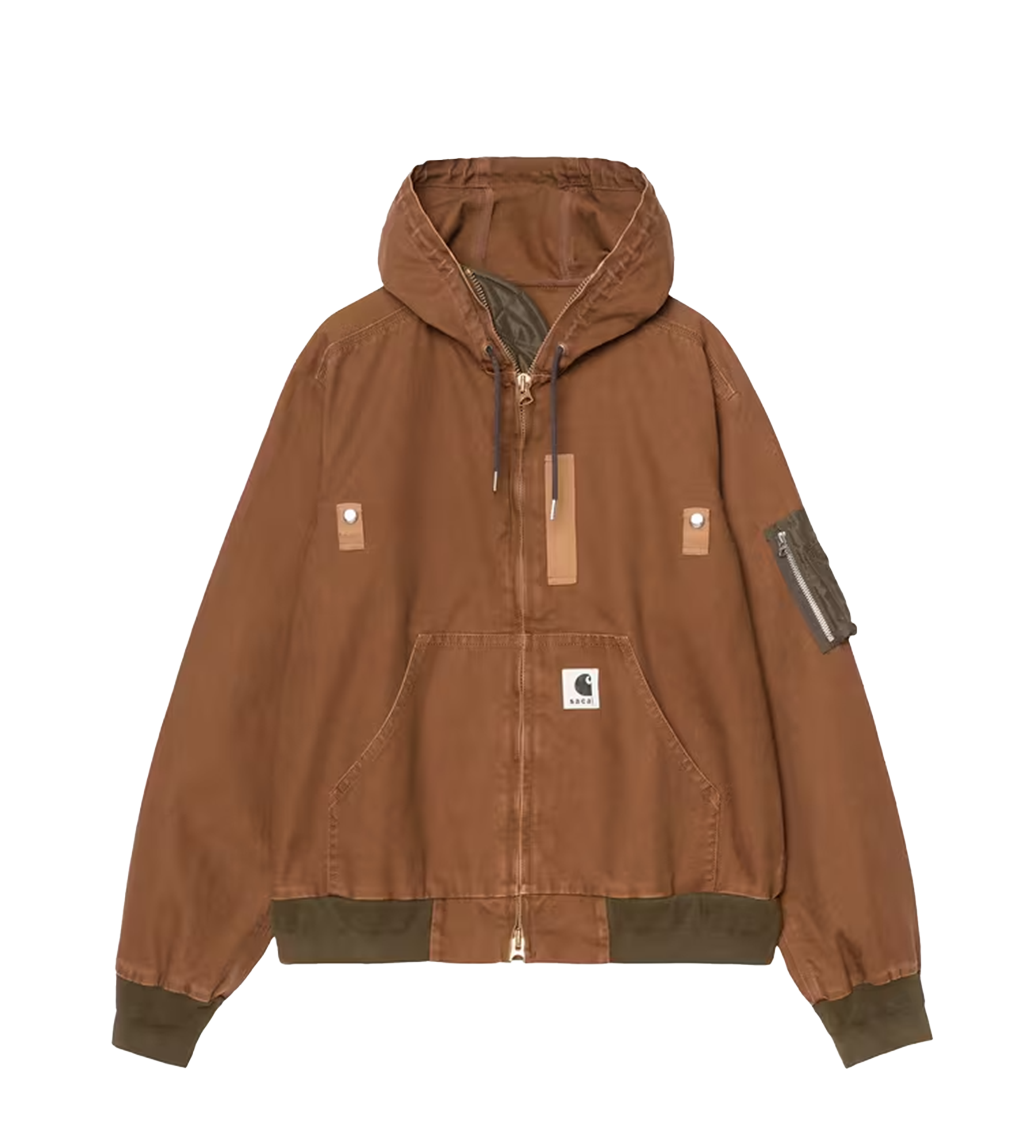 Sacai x Carhartt WIP Washed Duck Hooded Blouson in Dark Beige