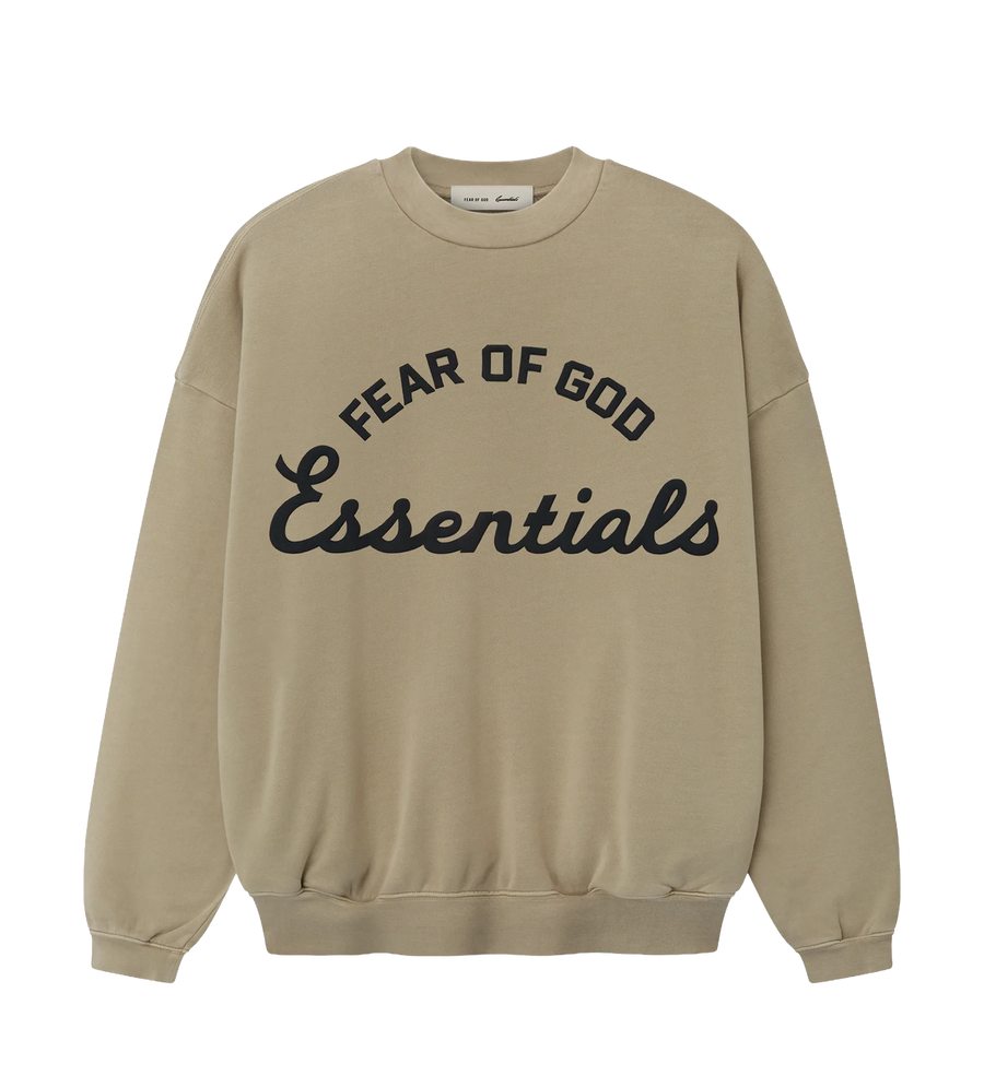 Fear of God Essentials Campus 90s Crewneck Sweatshirt in Faded Dune