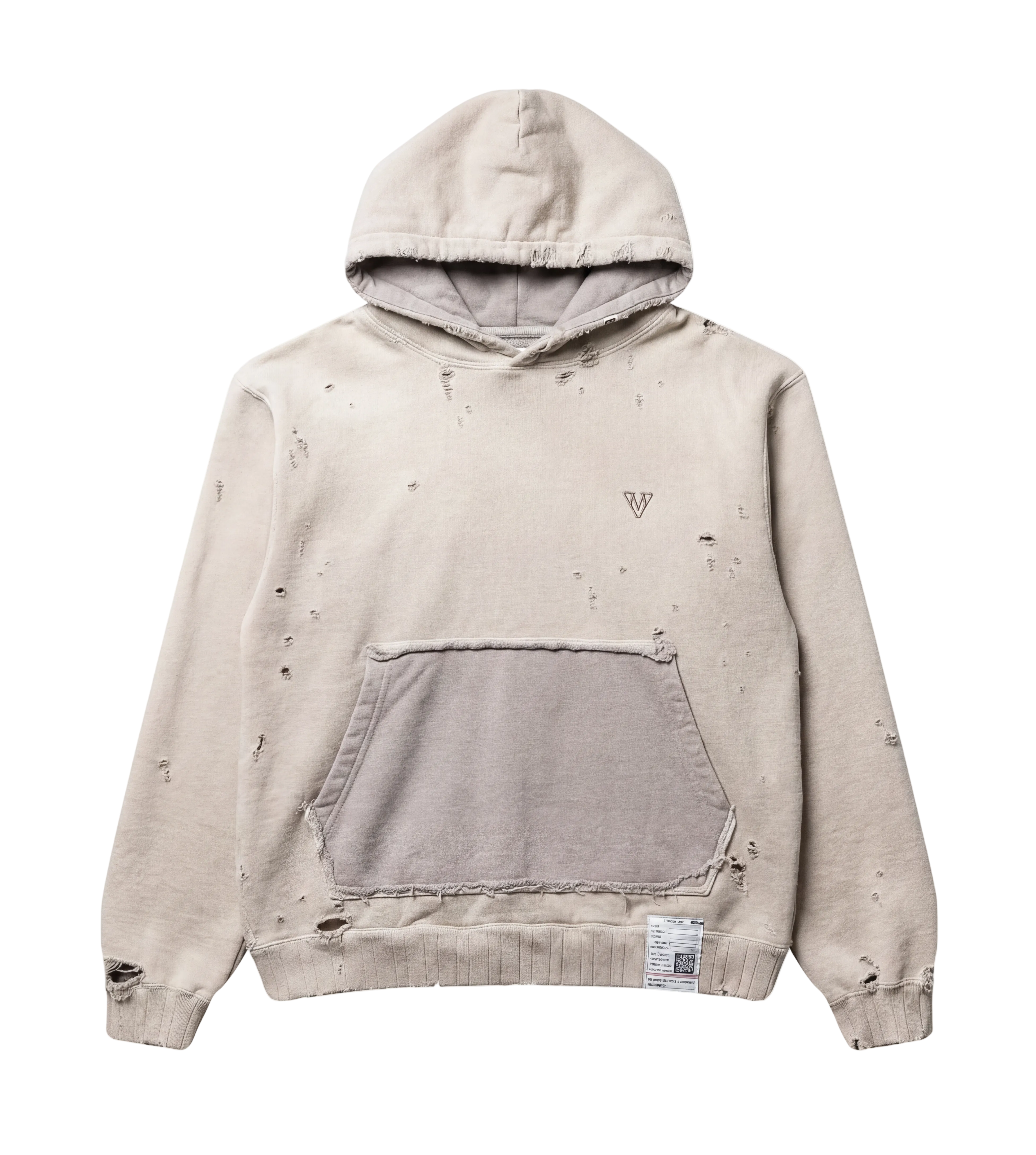 Maison Mihara Distressed Hoodie in Beige