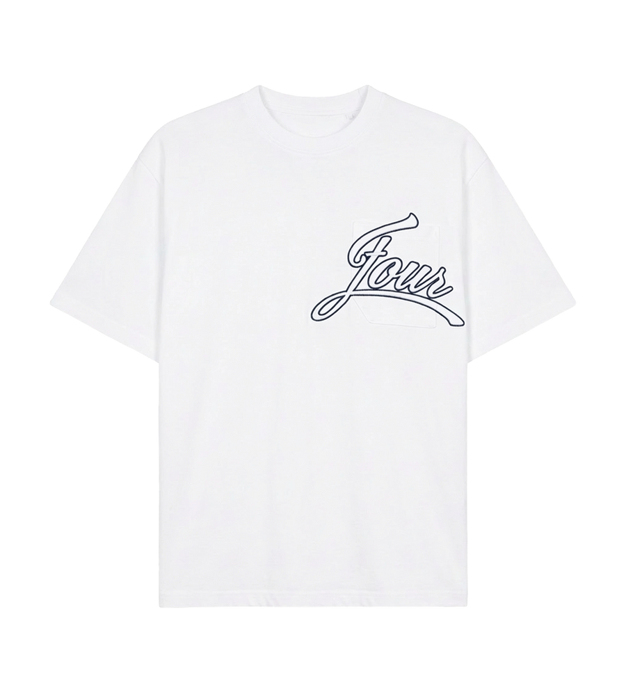 Script Boxy Pocket T-Shirt White